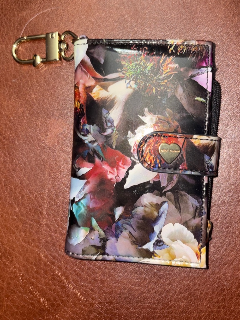 Betsey Johnson Floral Wallet Card Holder w/ Bag Clip